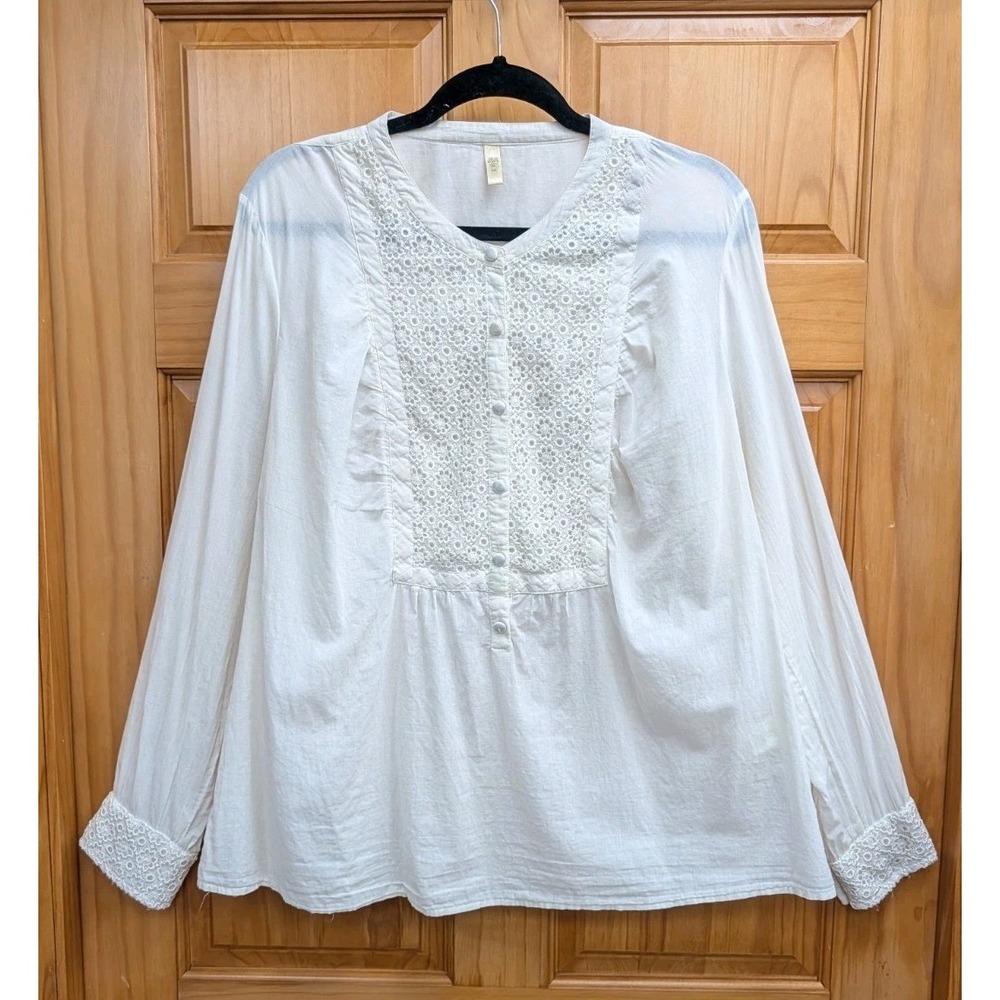 Old Navy Women's XXL Shirt Top Button-Down Front Covered Buttons on Cuffs Gauze